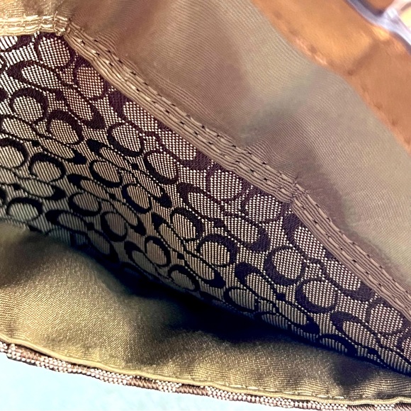 Coach Wristlet Brown Jacquard Signature Two Pockets Buckle Front - Picture 7 of 16